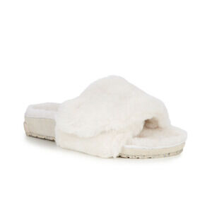 NEW EMU AUSTRALIA ANTHROPOLOGIE IVORY MUSICA SHEEPSKIN SLIDE SLIPPERS SHOES 8